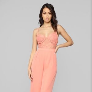 Peach Lace Top JUmpsuit